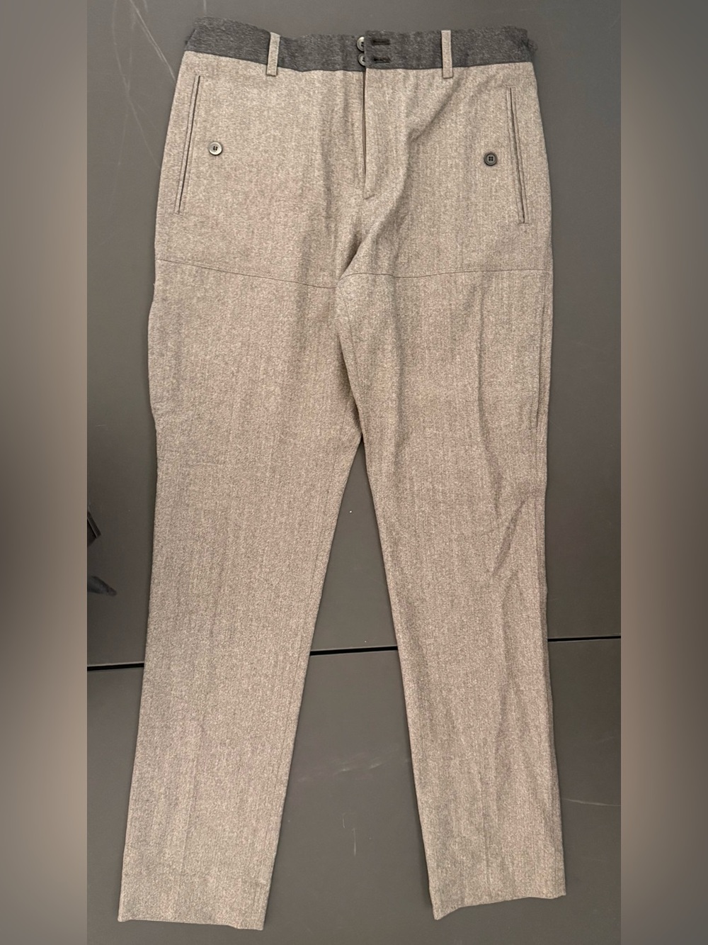 Vintage Alexander McQueen Unisex Tailored Gray Dress Pants with Dark Waistband